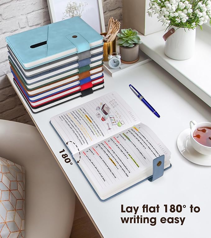 A5 Lined Leather Journal Notebook,Hardcover Journal Set with Pen and Gift Box,100Pages 100gsm Thick Ruled Paper Daily Diary for Men Women School,Travel,Business,Work,Writing 5.9" X 8.4"