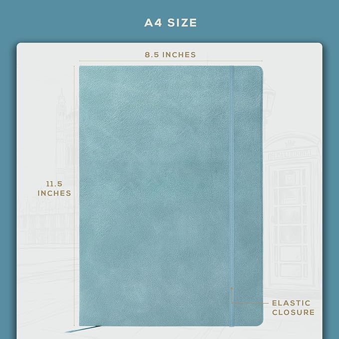 BEECHMORE BOOKS Ruled Journal Notebook, A4 8.5 x 11.5 inch 160 Lined Pages, Hardcover Leather Journals For Women, Men, Writing And Notebooks For Work - 120 GSM Thick Paper, Gifts Box Included