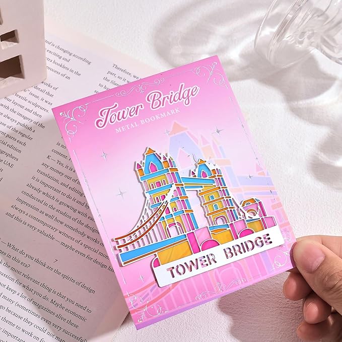 Metal Bookmarks with Transparent Design - Tower Bridge Book Mark for Readers, Aesthetic Book Markers for Kids, Teens, Teachers, Students, Gifts for Book Lovers, Writers, Reading Women & Men