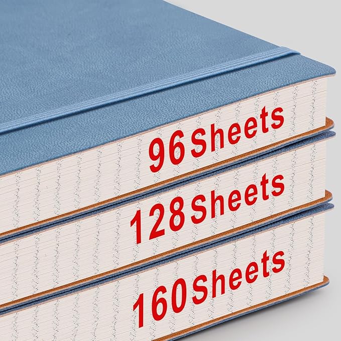 AHGXG Graph Paper Notebook - Grid Paper Notebook Large A4 8.5''×11'', 320 Pages Thick Journal, 100gsm Thick Graph Paper, Leather Softcover, Inner Pocket - GrayBlue