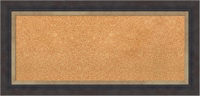 Amanti Art Natural Cork Board for Wall, 17x35 Vision Board with Black Wood Frame, Medium Corkboard Office Decor for Home Organization, Casual Corkboard Pinboard to Display Items for Home Organization