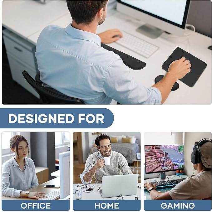 Office Ergonomic Memory Foam Computer Mouse and Keyboard Wrist Rest pad Support Carpal Tunnel, Wrist Rest for Keyboard and Mouse, Wrist Support Set