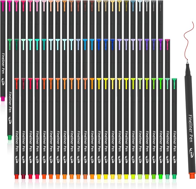 Tebik 80 Pack Planner Colored Pens, 72 Colors Drawing Pens with 8 Stencils, Fineliners for Journal Planner Note Calendar Writing Coloring, Drawing & Detailing School Office Art Supplies