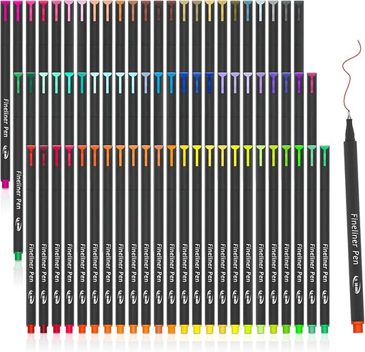 Tebik 80 Pack Planner Colored Pens, 72 Colors Drawing Pens with 8 Stencils, Fineliners for Journal Planner Note Calendar Writing Coloring, Drawing & Detailing School Office Art Supplies