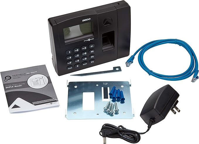 Pyramid Time Systems - Pyramid TimeTrax Elite [TTELITEEK] Automated Biometric Fingerprint Time Clock for small Business, Employee In/Out Time Tracker with Software Download, Windows Compatible - Black