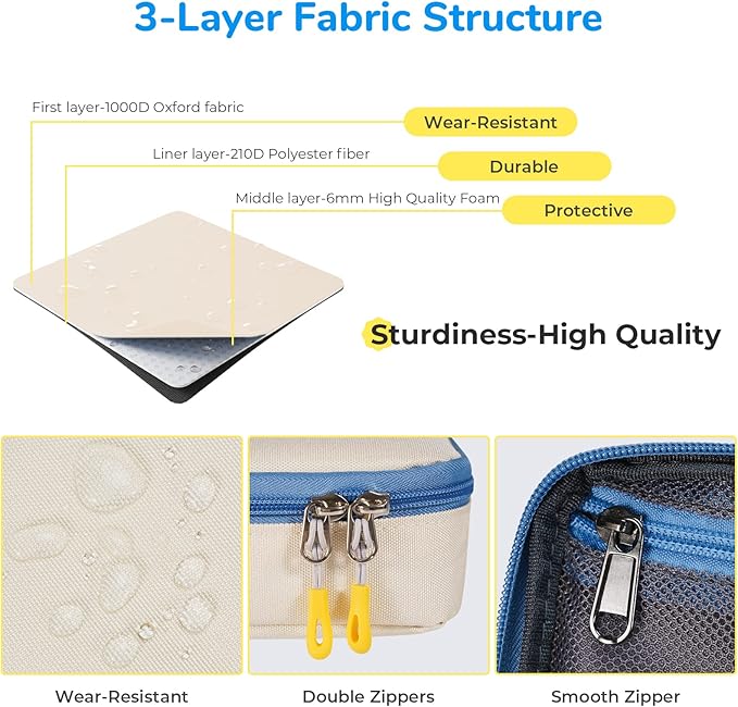 ECHSRT Pencil Case for Men Women, Large Pen Bag for Adults, Portable Pencil Pouch Aesthetic with Handle, Zipper Cases for Office Organizer Beige