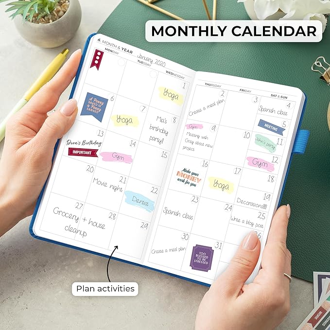 Clever Fox Pocket Planner Weekly – Undated Monthly Goal Planner and Calendar, Mini Planner Perfect for Purse, 3.7x6.7" (Mystic Blue)