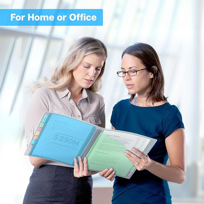 Dunwell 8-Tab Binder Dividers with Slash Pocket, Plastic 1 Pocket Dividers with Index Tabs for 3 Ring Binder, Multicolor, Poly Subject Notebook Divider, Binder Pocket Includes Label Inserts