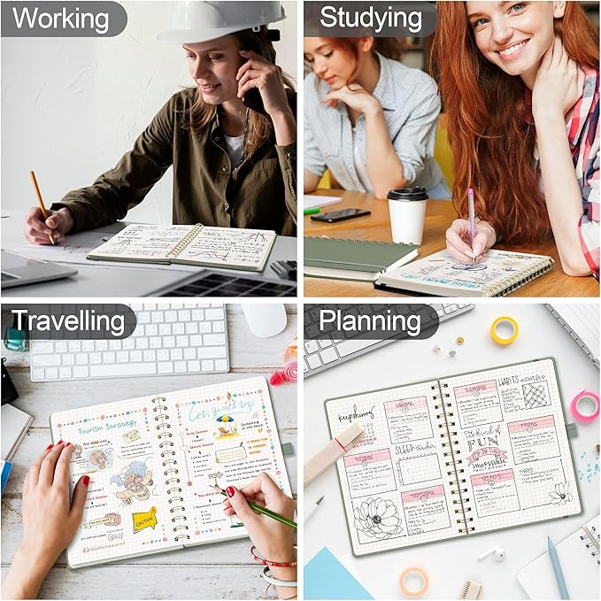 RETTACY Graph Grid Paper Notebook, 140 Pages, A5 Medium Size (5.7'' x 8.3''), 5 Squares per Inch, Hardcover, 100 GSM Thick Paper, for School, Students, Math, Engineering (Black)