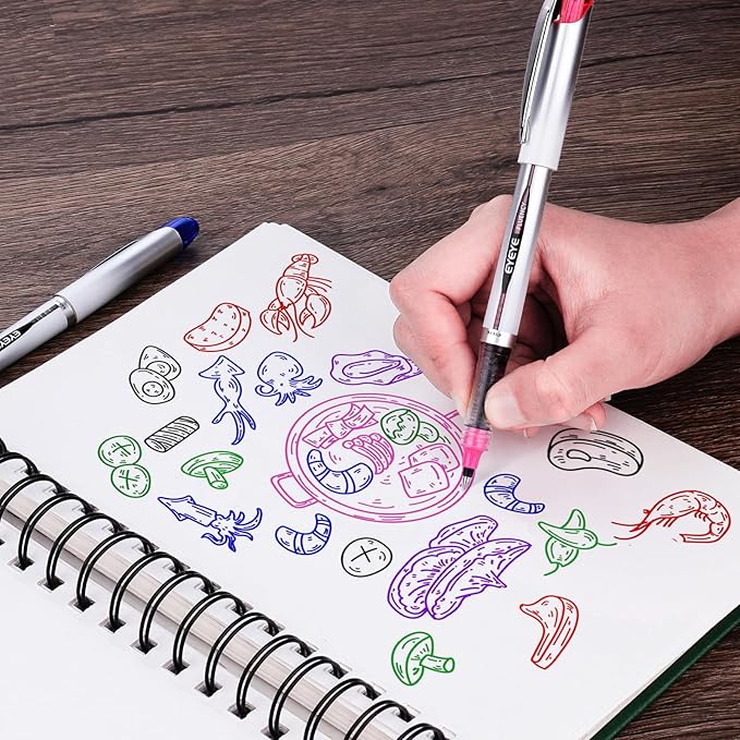 EYEYE Rollerball Pens Medium Point, 3 Assorted Colors 0.7mm Liquid Ink Roller Ball Pen Quick Dry, Ink Pen Fine Point Smooth Writing Pens for Journaling, Note Taking, Office, School Supplies