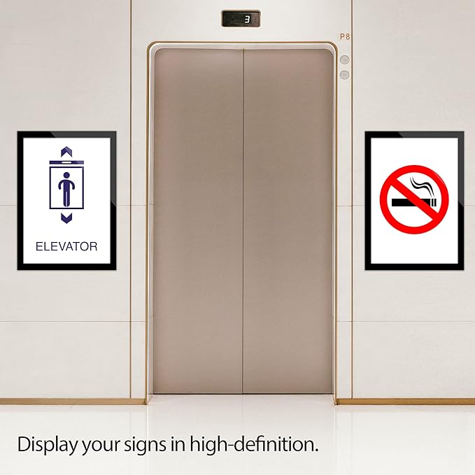 8.5" x 11" Acrylic Magnetic Sign Holder Wall Mount, Self Adhesive Magnetic Display Frame with Nano Tape and Strong Magnetic Border for Wall, Door, Glass, Home, Store, Office (Black, 10Pack)