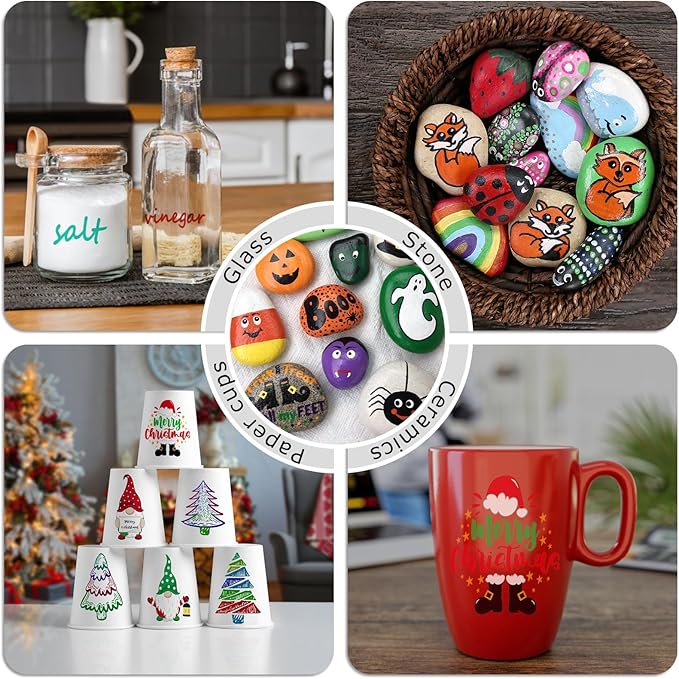 Red Paint Markers, 2 Pack Oil-Based Waterproof Quick Dry Permanent Paint Pen Set for Rocks Painting, Wood, Fabric, Plastic, Canvas, Glass, Mugs, Metal, Tire, Stone, DIY Craft