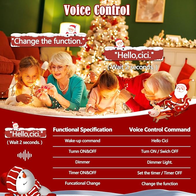 2025 New Voice Control 88ft 240LED Smart Christmas String Lights Outdoor/Indoor | String Lights with Remote, 12Modes, 7Voice Commands & Timers, Christmas Twinkle Light for Xmas Tree Decor (Warm White)