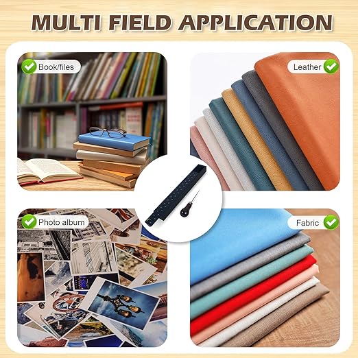 Black Book Binding Cradle, Wood Bookbinding Punching Cradle with an Awl, Bamboo Signature Punching Cradles with Piercing Guide 10 mm Hole Spacing, Portable Book Binding Tools Kits for Book DIY Crafts