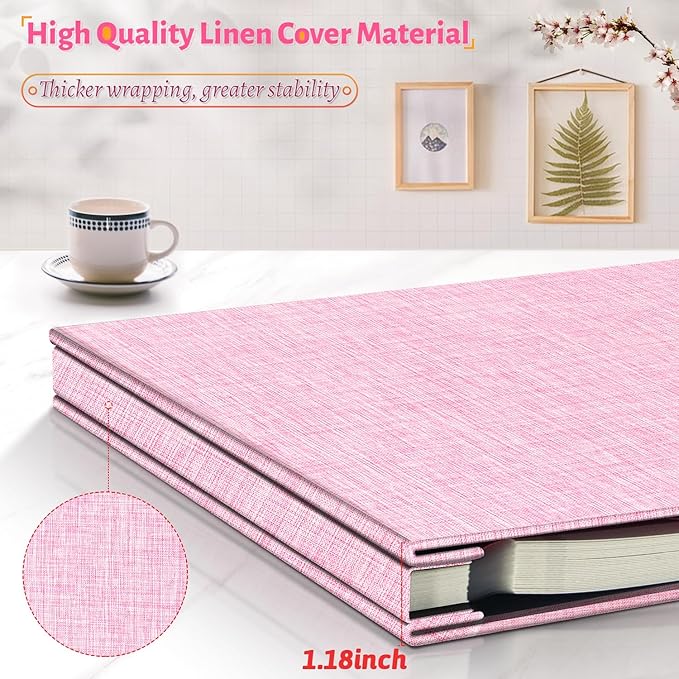 Photo Album Self Adhesive Scrapbook,60 Pages Large Photo Book for 4x6,5x7,8x10 Pictures,DIY Album for Baby Wedding Family Travel Birthday,with Metallic Pen and Scraper