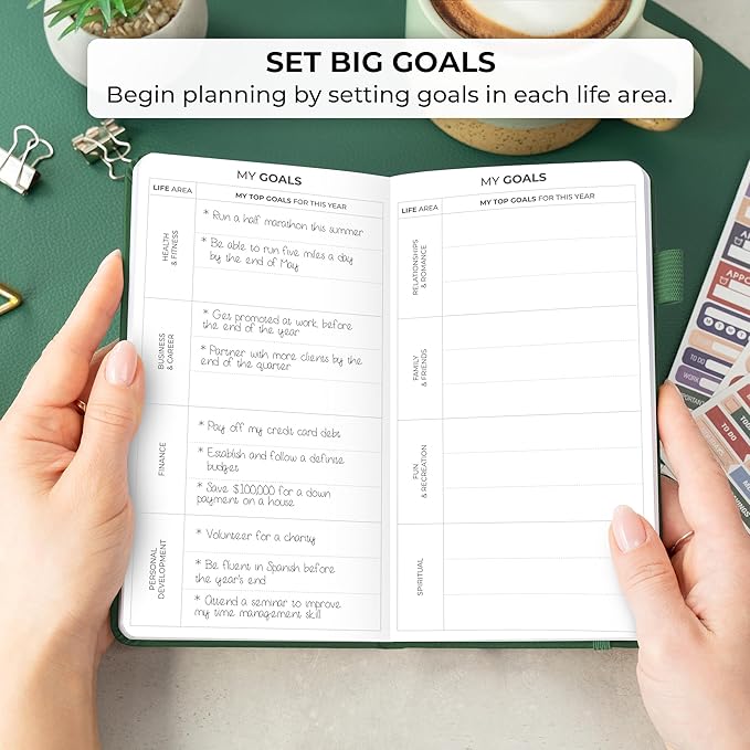 Clever Fox Pocket Planner Weekly – Undated Monthly Goal Planner and Calendar, Mini Planner Perfect for Purse, 3.7x6.7" (Forest Green)