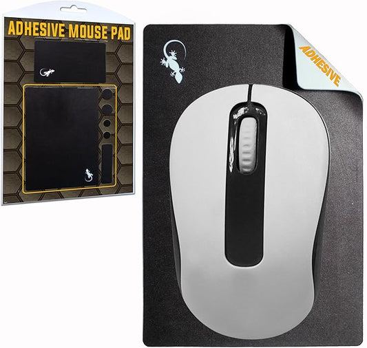 Adhesive Mouse Pad by Gecko Travel Mouse Pad - Sticks to Any Surface - Stick On Portable - Webcam Covers and Screen Cleaner Included (Black)