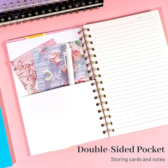 Yoment Lined Spiral Notebook Journal for Women Men A5 Small Spiral Notebooks 5x7 160 Pages Pink Notebook College Ruled Spiral Bound Journal for Work Note Taking School, Pink