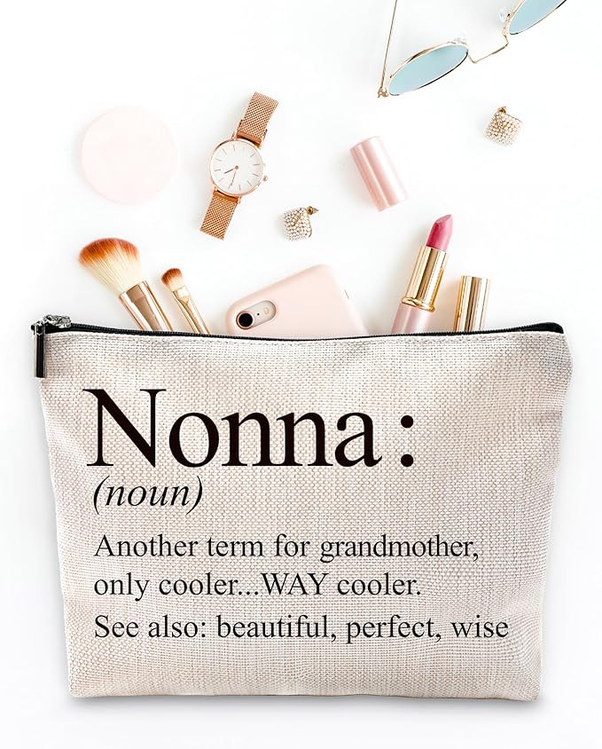 Sufamb Nonna Gifts Makeup Bag, Nonna Gifts for Mother's Day Birthday from Grandkids Cosmetic Bags, Best Grandma Gift Portable Small Toiletry Bag Zipper Makeup Pouch