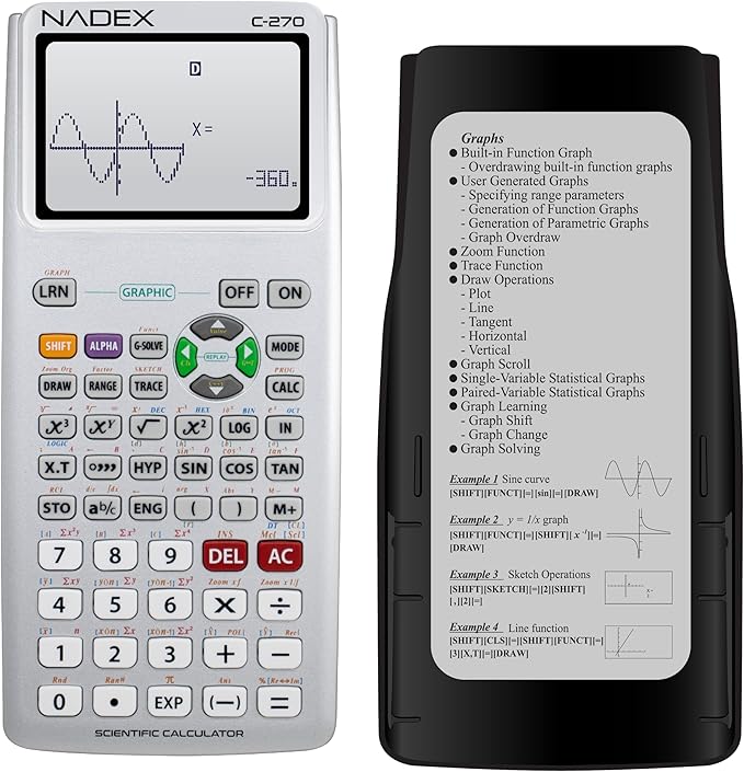 Scientific Calculator with Graph Functions for College and High School Students, Engineering, Advanced Mathematics, Calculus, Algebra, Geometery, Trigonometry, Statistics, Physics, Chemistry - Silver
