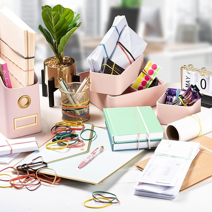 PlasticMill Rubber Bands Assorted Colors - Size 33 (3 1/2" x 1/8") - #33 Colored Rubber Bands Office Supplies - Strong, Elastic Bands for Crafts, Balloon Garland, Cash, File Folders (500-Pack)