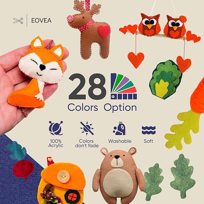 EOVEA | Acrylic Felt Fabric by The Yard - Non-Stiff, Soft Material - 72" Wide - 1.6mm Thick Felt Sheets for DIY Crafts, Sewing, Upholstery, Cushion, Padding(Navy Blue, Half Yard)