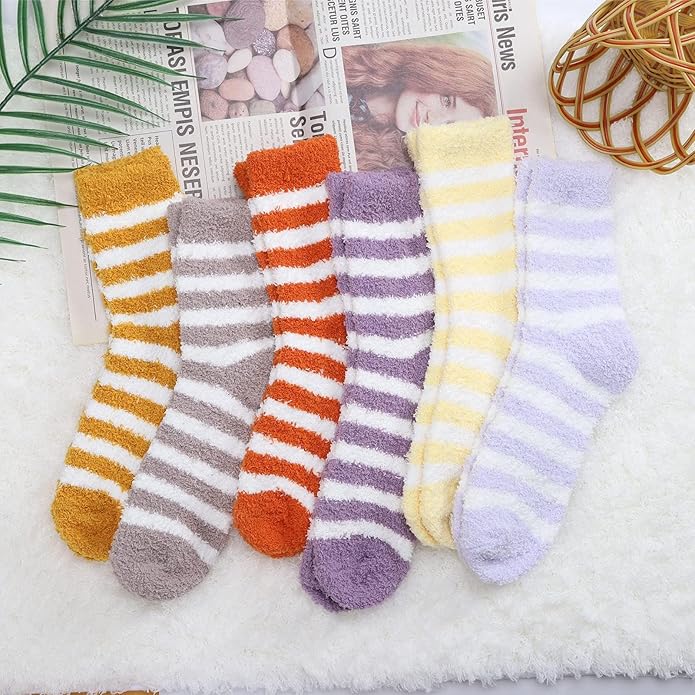 Womens Fuzzy Socks Microfiber Soft Cozy Warm Slipper Sleeping Winter Sock Fluffy Cabin Plush Stocking Stuffers