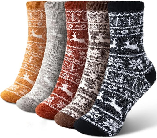5 Pairs Fuzzy Soft Cozy Comfortable Socks for Women, Casual Sleep Comfy Socks, Perfect Warm Winter Gifts for Women