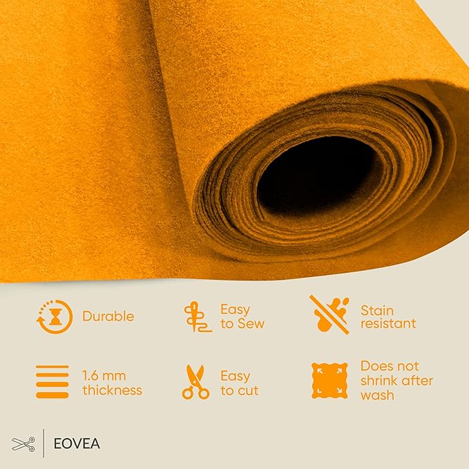 EOVEA | Acrylic Felt Fabric by The Yard - Non-Stiff, Soft Material - 72" Wide - 1.6mm Thick Felt Sheets for DIY Crafts, Sewing, Upholstery, Cushion, Padding(Antique Gold,1 Yard)