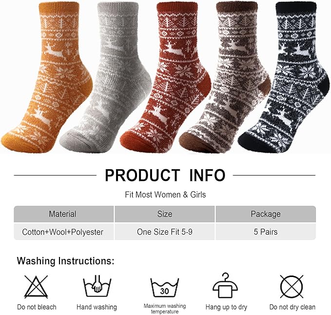 SISOSOCK 5 Pairs Fuzzy Soft Cozy Fluffy Socks for Women, Casual Warm Sleep Comfy Socks, Thick Winter Plush Gifts for Women