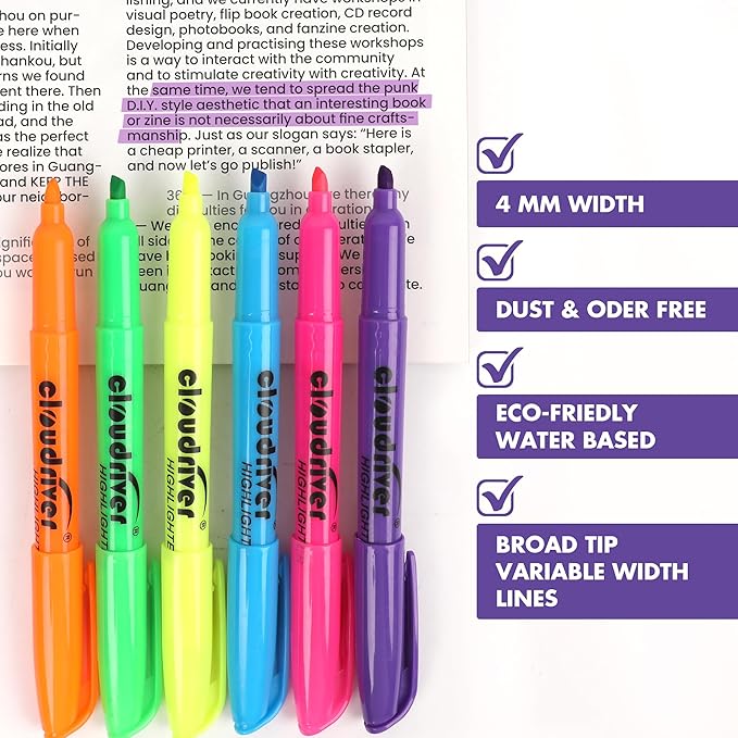cloudriver Highlighters Bulk Pack Of 120, Assorted Color Highlighter, Chisel Tip, Quick Drying Ink, Highlighters Suitable For Home, School, Office And Shop