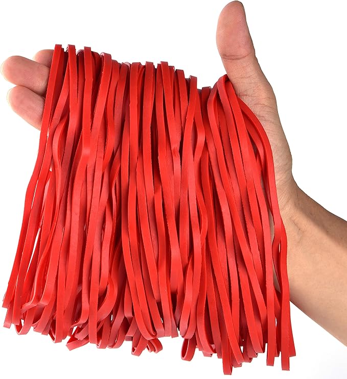 Coopay 180 Pieces Large Rubber Bands Bulk, 8 Inches Heavy Duty Strong Elastic Bands for Office Supply School Home, Securing Trash Can Garbage Cans, File Folders (Red)
