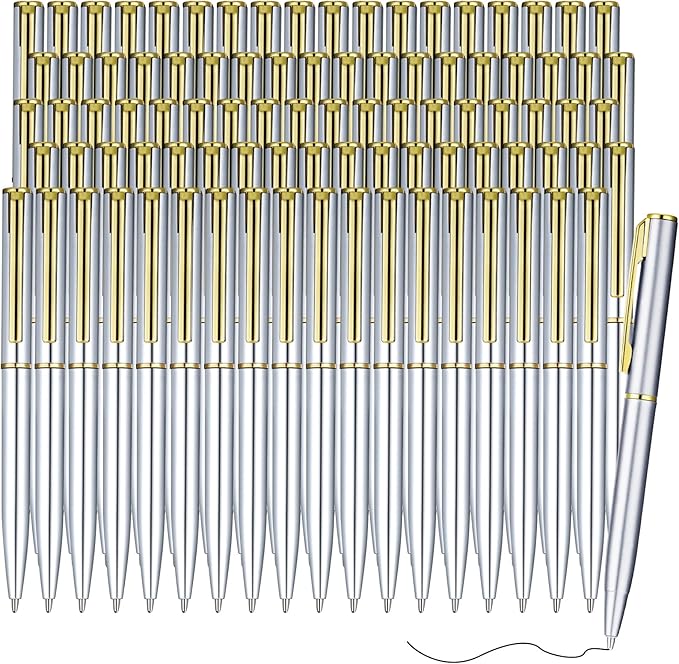 Teling 72 Pcs Small Ballpoint Pen Mini Pens Bulk 4 Inch Short Small Tiny Black Ink Ballpoint Writing Tool for Notebook Pockets Signature Notepads School Office(Silver, Gold,Classic Style)