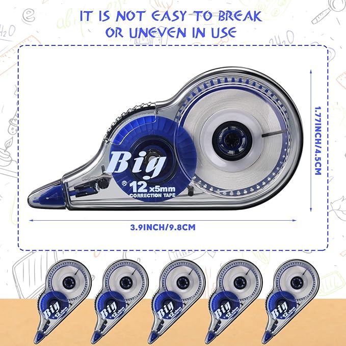 Chivao 36 Pack White Correction Tape, Classroom Correction Tape Wipe out Easy to Use Applicator Translucent Dispenser Shows for School Office Note Journal, 0.2 Inch x 39.4 Feet