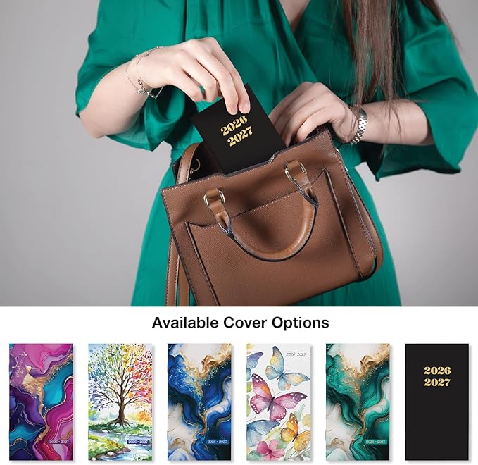 2-Year Monthly Pocket Planner/Pocket Calendar, 3.5"x6.5", 2026-2027: Weekly Planner/Weekly Agenda/Monthly Calendar Organizer (Black)