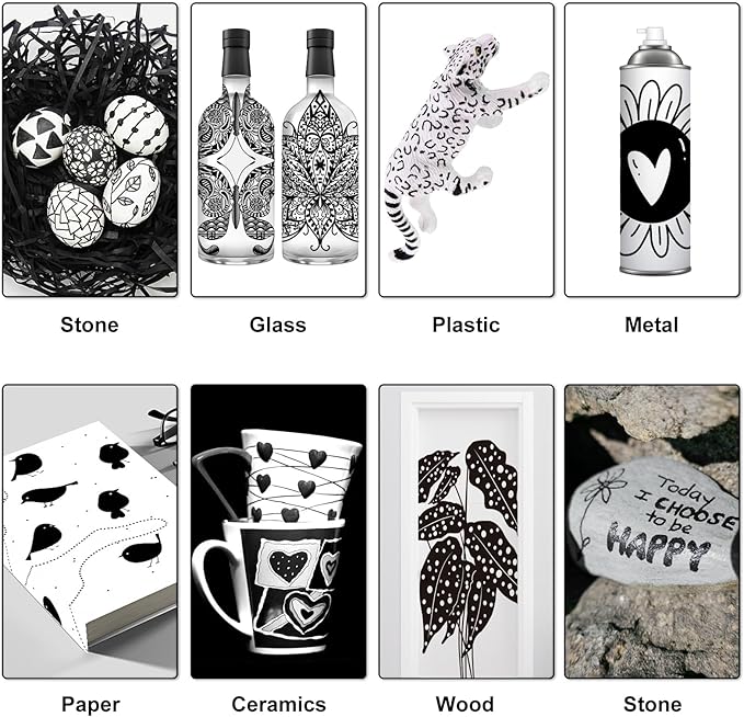 Paint Markers Paint Pens - 2 Pack Dual Tip Acrylic Permanent Marker (0.7mm & 3mm), Non-Toxic, Water-Based for Art Painting, Stone, Ceramic, Glass, Wood, Fabric, Metal, DIY Crafts (White)