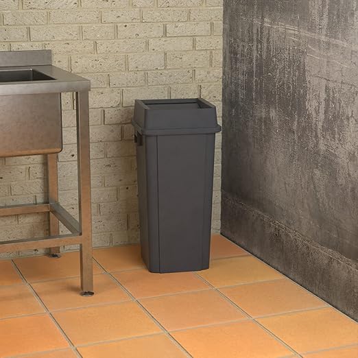 23 Gallon Grey Square Commercial Trash Can with Lid
