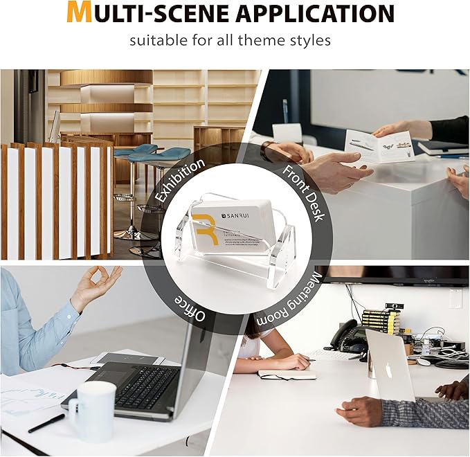 SANRUI Acrylic Business Card Holder for Desk, 1 Tier Clear Tilt Business Name Card Display Holders Stand Storage Organizer Fits 50-60 Business Cards (Horizontal, 1-Slot)