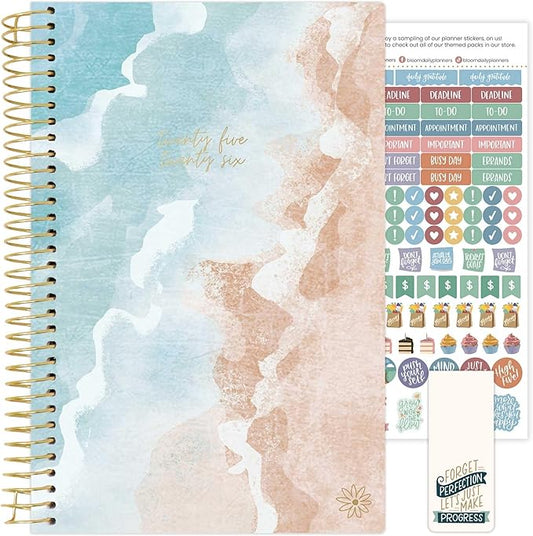 bloom daily planners 2025-2026 Academic Year Daily Planner (July 2025 - July 2026) - A5 Weekly & Monthly Calendar Agenda Organizer Book with Stickers - 5.5" x 8.25" - Ocean Oasis