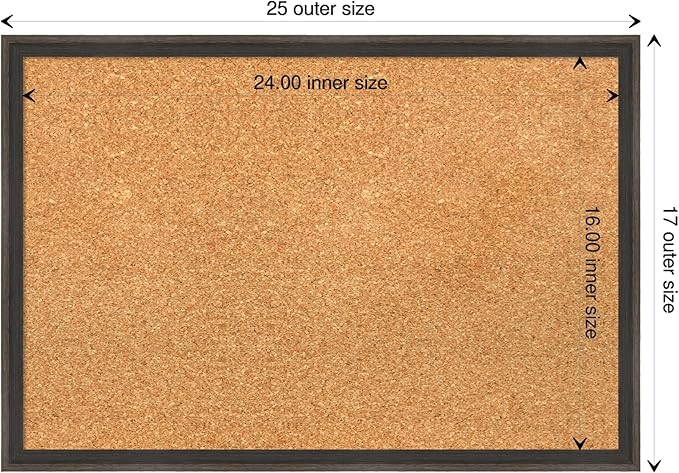 Amanti Art Natural Cork Board for Wall, 17x25 Vision Board with Brown Wood Frame, Medium Corkboard Office Decor for Home Organization, Casual Corkboard Pinboard to display items for home organization