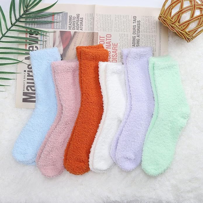 Womens Fuzzy Socks Microfiber Soft Cozy Warm Slipper Sleeping Winter Sock Fluffy Cabin Plush Stocking Stuffers