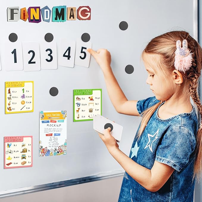 FINDMAG 240 Pcs Round Magnets with Adhesive Backing, Flexible Magnetic Tape Dots, Self Adhesive Magnet Strips for Crafts, Whiteboard, School, Home, Hanging & Organizing Light Objects