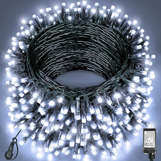 157FT 480 LED Christmas Lights Outdoor, Plug in Christmas Tree Lights Waterproof, 8 Modes Green Wire Twinkle String Light for Indoor Garden Tree Xmas Party Decorations, White
