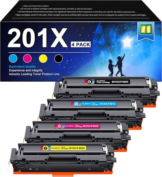 201X Toner Cartridges 4 Pack Replcement for hp 201x 201x 4 Pack High Yeild Comaptible with HP Color Laserjet MFP M277dw M252dw M252n M277 M277n M277c6 Printer CF400A CF401A CF402A CF403A