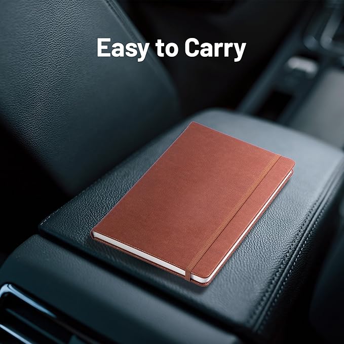 Lined Journal Notebooks for Work 2 Pack, 320 Pages, Medium 5.5 in x 8.5 in - 100 GSM Thick Paper, Hardcover Journal Leather Notebook for Writing & Note Taking, 2 Brown