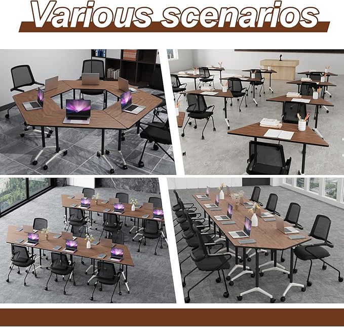 Conference Room Table with Flip-Top Design for Dynamic Meetings, Business Table Computer Desk with Heavy-Duty Frame,Foldable Seminar Meeting Tables for Home Office (4, D, 47.2IN)