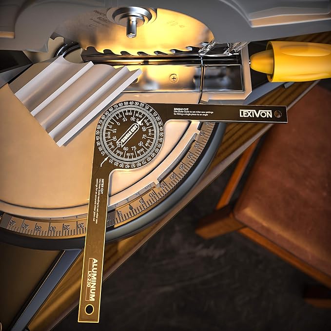 LEXIVON [2-pack] Aluminum Miter Saw Protractor | 7-Inch Rust Proof Angle Finder Featuring Precision Laser Engraved Scales (LX-230X2)