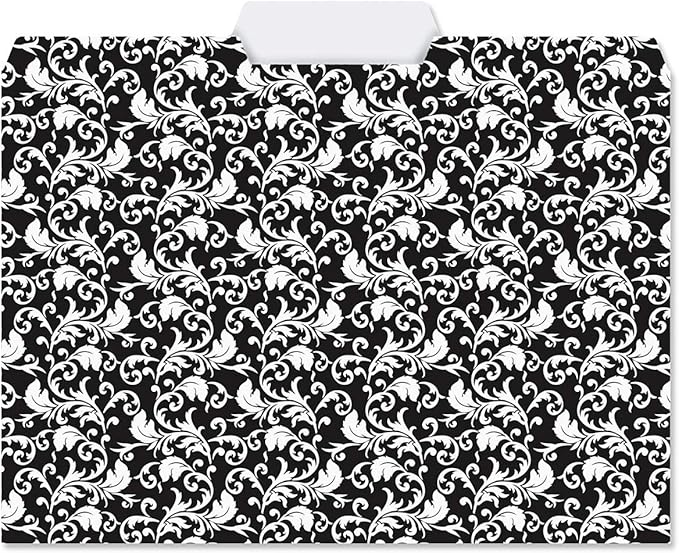 Current Elegant Black File Folders Value Pack - Bulk Set of 24, 6 Pretty Decorative Designs, 1/3 Cut Tabs, Heavy-Duty Paper Stock, Office Supplies for Home & Work, 9-½” x 11-¾” Letter Size