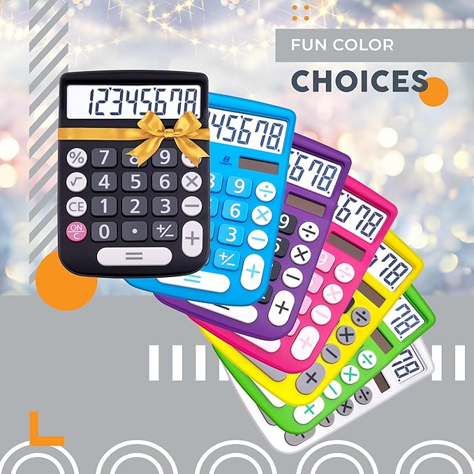 CATIGA Desktop Calculator 8 Digit with Solar Power and Easy to Read LCD Display, Big Buttons, for Home, Office, School, Class and Business, 4 Function Small Basic Calculators for Desk, CD-8185 Black