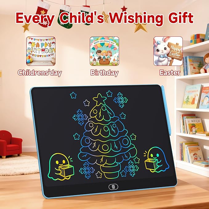 LCD Writing Tablet for Kids - 16 inch Colorful Doodle Board Drawing Pad Christmas Birthday Gifts School Supplies Educational Learning Toys for Boys Girls Age 3-8 (Blue)